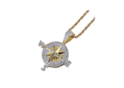 Iced Out Hip Hop Compass Pendant